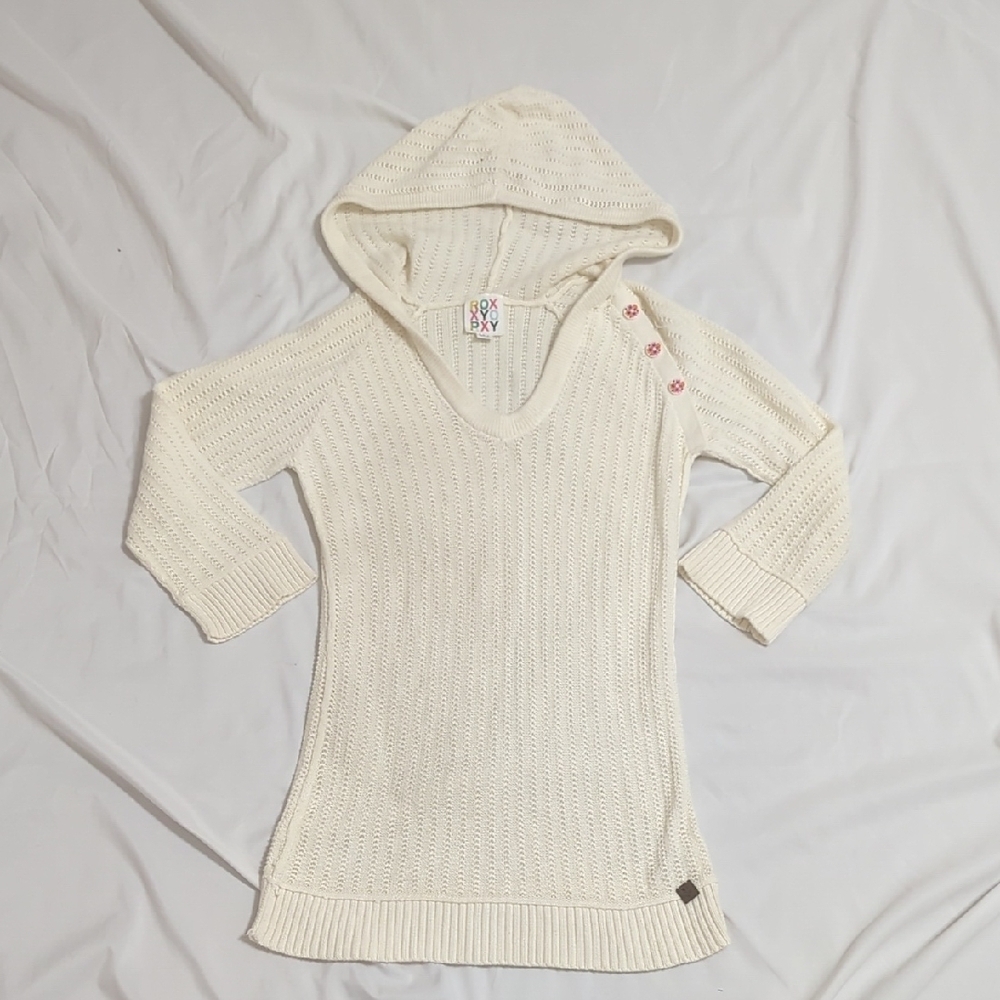 Roxy Hooded Sweater, Color Cream, Size L